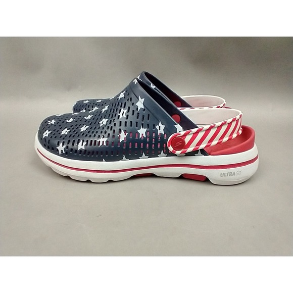 Skechers Cali Gear Women's Stars And Stripes Red-White~Blue Clogs Size 7 - Picture 3 of 12